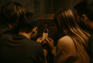 friends try to open padlock